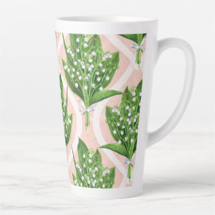 Tasse Latte Bouquet de lys de la vallée fleurs sur rose