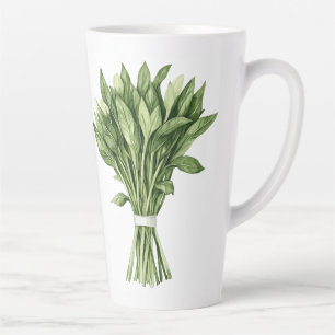 Tasse Latte Bouquet de Mariage d'aquarelle de verdure