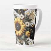 Tasse Latte Bouquet De Tournesol Vibrant Avec Papillons (Angle droit)