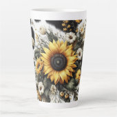 Tasse Latte Bouquet De Tournesol Vibrant Avec Papillons (Devant)