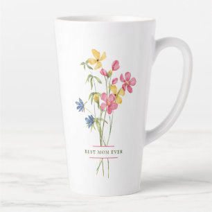 Tasse Latte Bouquet fleur sauvage Meilleure maman jamais
