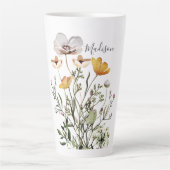 Tasse Latte Bouquet Fleur sauvage séché par calligraphie de mo (Devant)