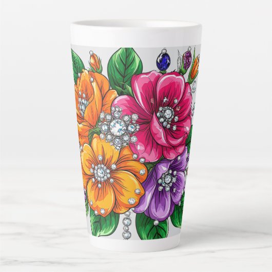 Tasse Latte Bouquet floral coloré (Devant)