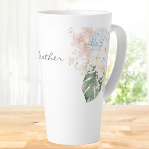 Tasse Latte Bouquet Floral de Fleurs Tropicales à Aquarelle Mo
