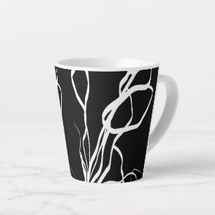 Tasse Latte Bouquet Noir : Abstrait noir et blanc