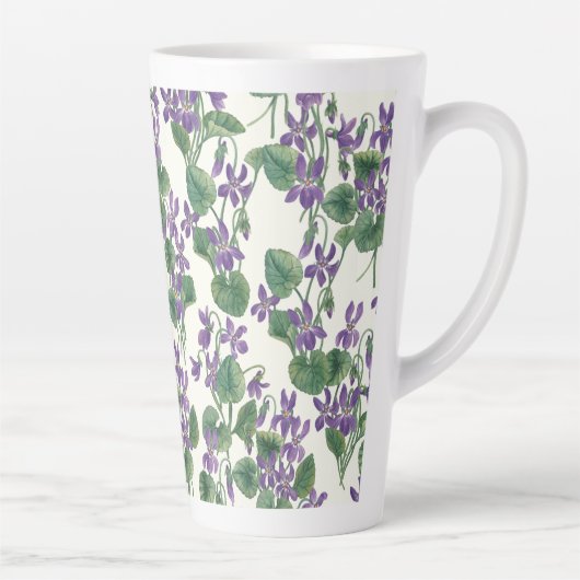 Tasse Latte Bouquets d'aquarelle de violettes (Droite)
