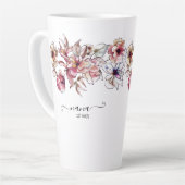 Tasse Latte Bourgogne et bleu Floral Garland Nana Faire-part (Angle gauche)