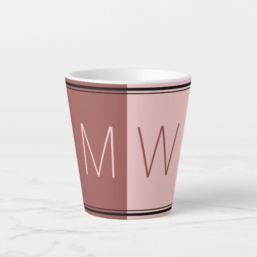 Tasse Latte Bourgogne rose | Moderne | Motivation | MONOGRAMME (Devant)