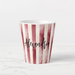 Tasse Latte Bourgogne Rouge Rayures Crème Noël
