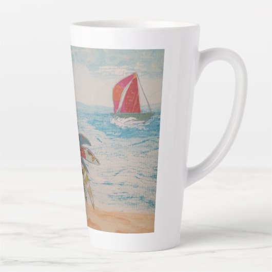Tasse Latte Bouteille en latte des voiles rouges (Droite)