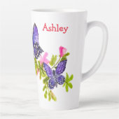 Tasse Latte Bouteille et fleurs d'aquarelle pourpre personnali (Droite)