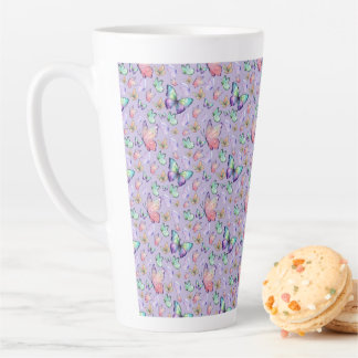 Tasse Latte Bouteilles d'aquarelle Motif sans couture violet