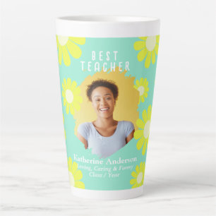 Tasse Latte Bouton Turquoise photo du meilleur enseignant de D