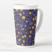 Tasse Latte Boutons jaunes et violets (Angle droit)
