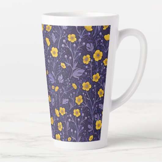 Tasse Latte Boutons jaunes et violets (Droite)