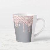 Tasse Latte Boutons roses d'or rose argent (Droite)
