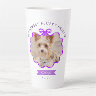 Tasse Latte Bow Ruban Pet Mémoire Photo Violet