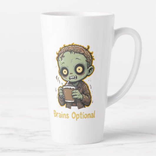 Tasse Latte Brains Optional Zombie Coffee Funny Cute Undead (Droite)