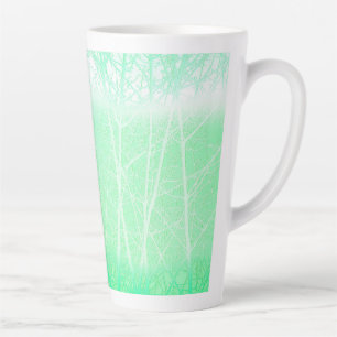 Tasse Latte Branches de Menthe Verte Brumeuse Givrée