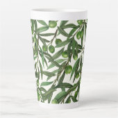 Tasse Latte Branches d'olive sur blanc (Devant)