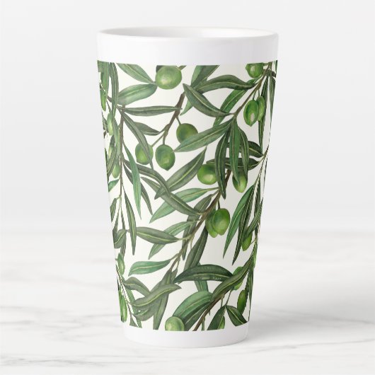 Tasse Latte Branches d'olive sur blanc (Devant)