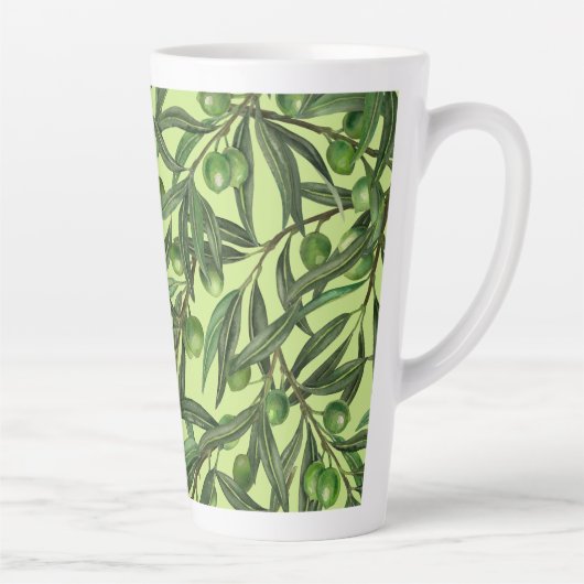 Tasse Latte Branches d'olive sur le vert miel (Droite)