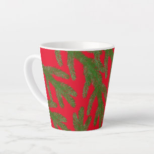 Tasse Latte Branches Festive Green Fir Tree