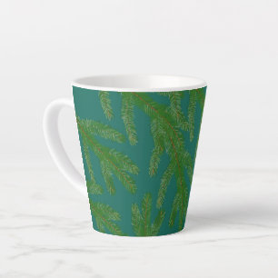 Tasse Latte Branches Festive Green Fir Tree
