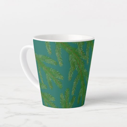 Tasse Latte Branches Festive Green Fir Tree (Angle gauche)