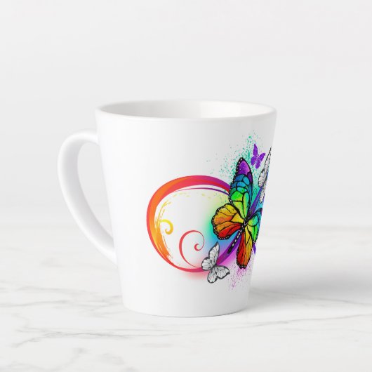 Tasse Latte Bright infinity with rainbow butterfly (Angle gauche)