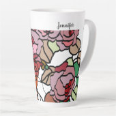 Tasse Latte Bright red flowers (Angle droit)