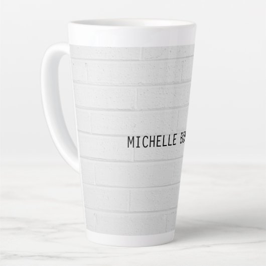 Tasse Latte Briques murales grises Conception Plaque lisible M (Angle gauche)