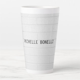 Tasse Latte Briques murales grises Conception Plaque lisible M