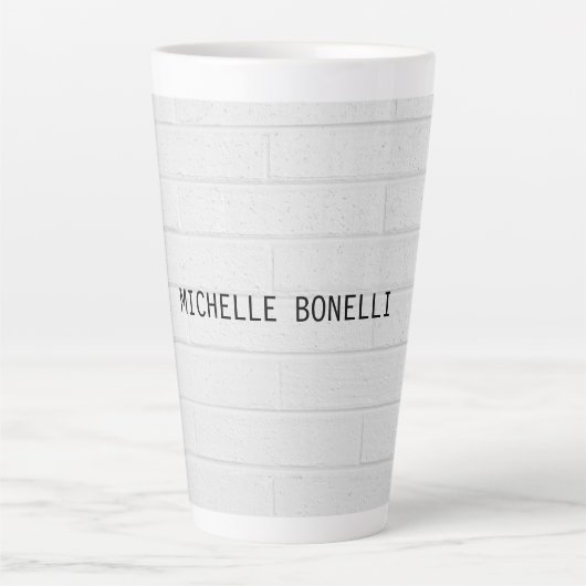 Tasse Latte Briques murales grises Conception Plaque lisible M (Devant)