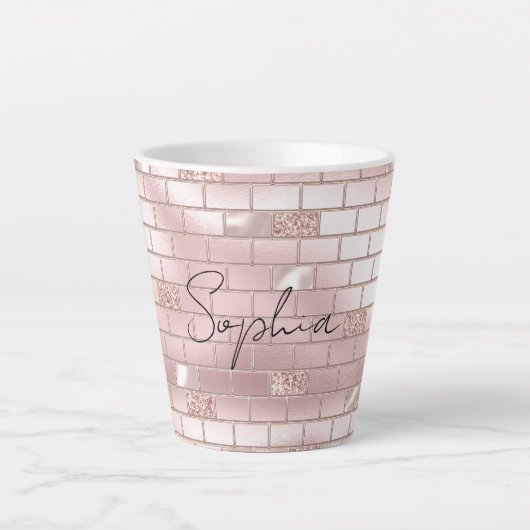 Tasse Latte Briques rose vierge de verre (Devant)