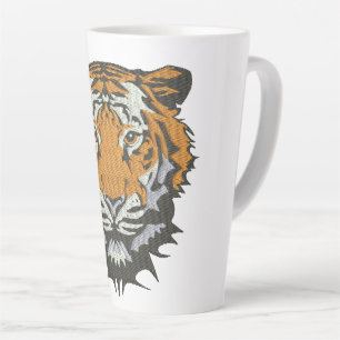 Tasse Latte Broderie imitation tête de tigre