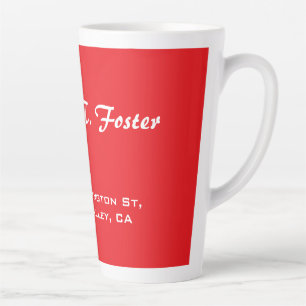 Tasse Latte Brosse de courbe rouge Script élégant minimaliste 