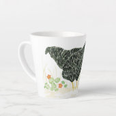 Tasse Latte Brouillard rouge, poulet noir et blanc (Angle gauche)