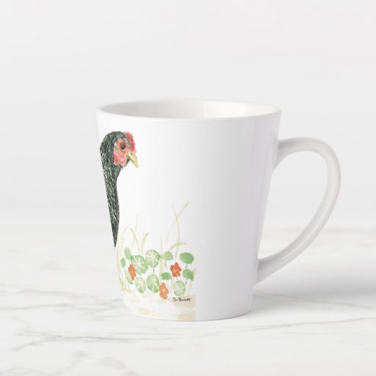 Tasse Latte Brouillard rouge, poulet noir et blanc (Droite)