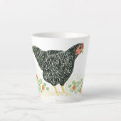 Tasse Latte Brouillard rouge, poulet noir et blanc (Devant)