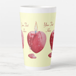 Tasse Latte brûlure de bougie en forme de coeur rouge