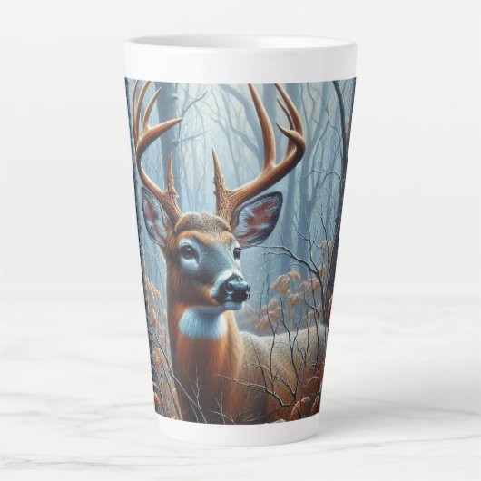 Tasse Latte Buck blanc en forêt (Devant)