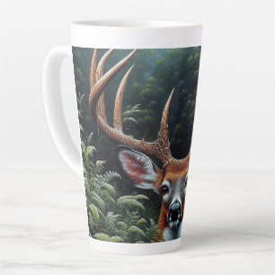 Tasse Latte Buck cerf blanc en feuillage vert