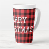 Tasse Latte Buffalo Plaid Joyeux Noël Custom (Angle droit)