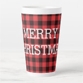Tasse Latte Buffalo Plaid Joyeux Noël Custom (Devant)
