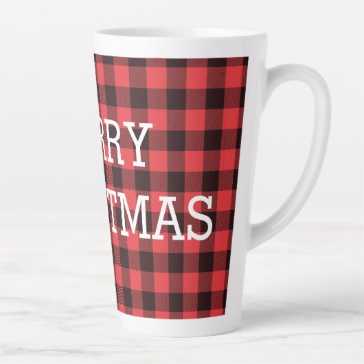 Tasse Latte Buffalo Plaid Joyeux Noël Custom (Droite)