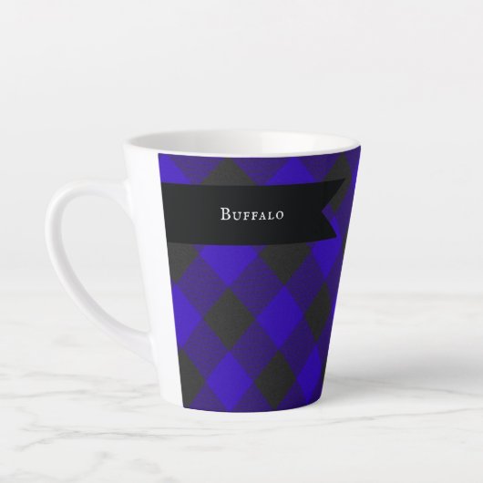 Tasse Latte Buffalo Plaid Royal Blue Check (Gauche)