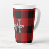 Tasse Latte Buffalo rouge abattu | Initiale personnelle | Cade (Angle droit)
