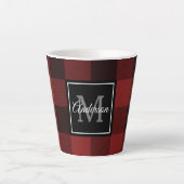 Tasse Latte Buffalo rouge abattu | Initiale personnelle | Cade (Devant)