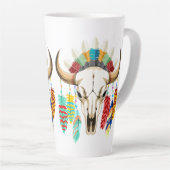 Tasse Latte Buffalo Skull Native American Emblem (Angle droit)